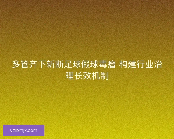 多管齐下斩断足球假球毒瘤 构建行业治理长效机制